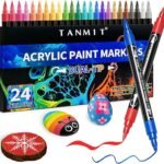 24 Vibrant Dual Tip Acrylic Paint Pens for All Surfaces