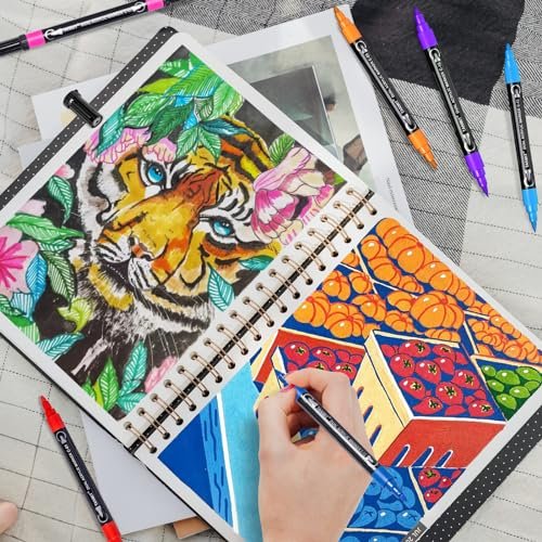 24 Vibrant Dual Tip Acrylic Paint Pens for All Surfaces