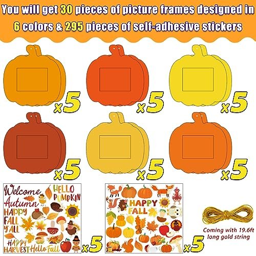 30-Pack Fall Pumpkin DIY Photo Frames for Kids