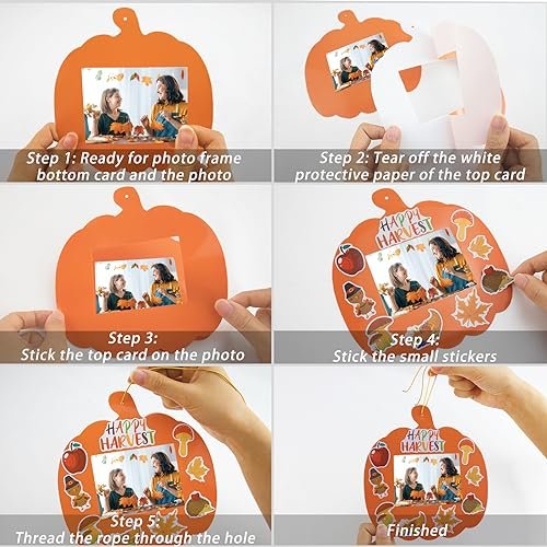 30-Pack Fall Pumpkin DIY Photo Frames for Kids