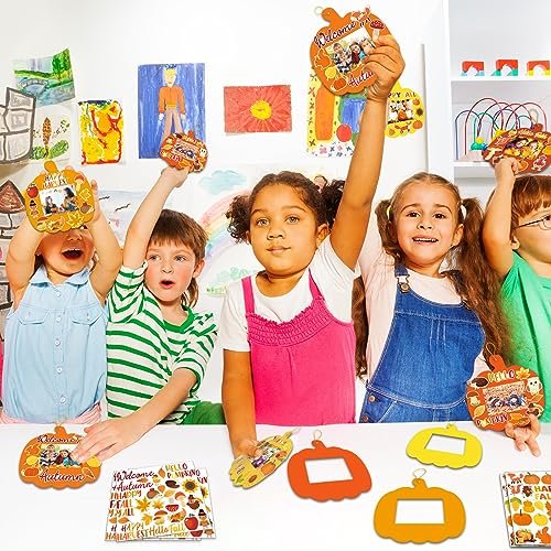 30-Pack Fall Pumpkin DIY Photo Frames for Kids
