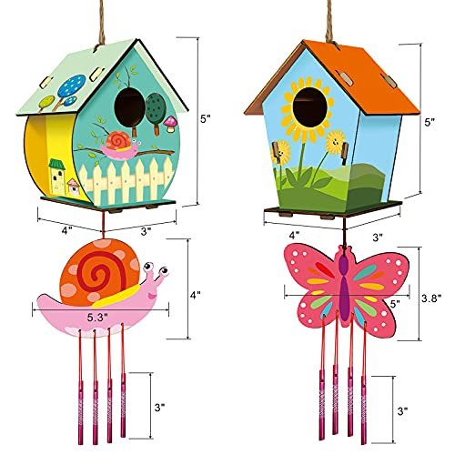 4 Pack DIY Bird House & Wind Chime Kits for Kids