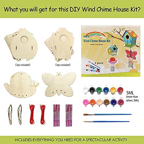 4 Pack DIY Bird House & Wind Chime Kits for Kids