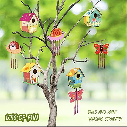 4 Pack DIY Bird House & Wind Chime Kits for Kids