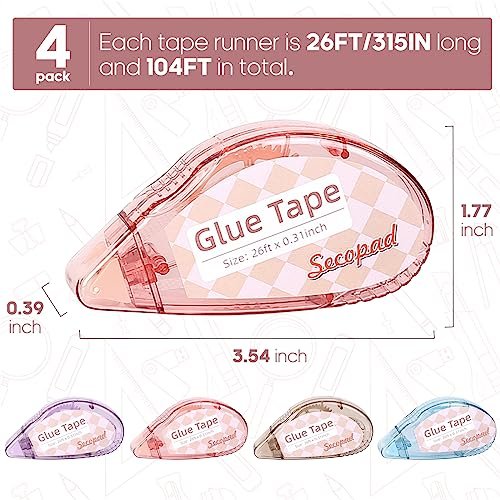 4 Pack Double-Sided Scrapbook Tape Roller – Mess-Free Adhesive