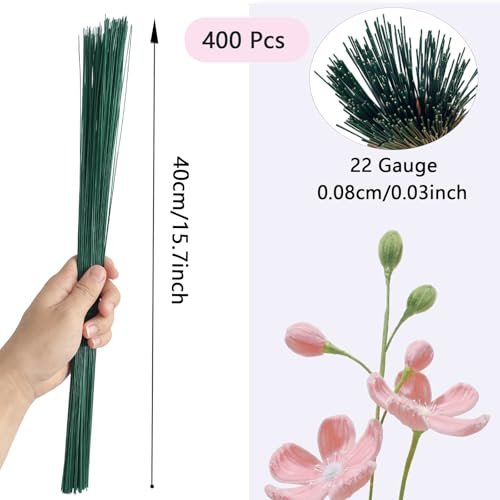 400 Pcs 16-Inch Green Floral Stem Wire for DIY Crafts