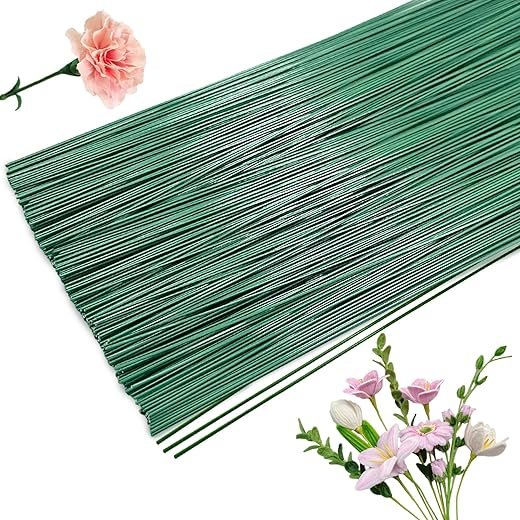 400 Pcs 16-Inch Green Floral Stem Wire for DIY Crafts
