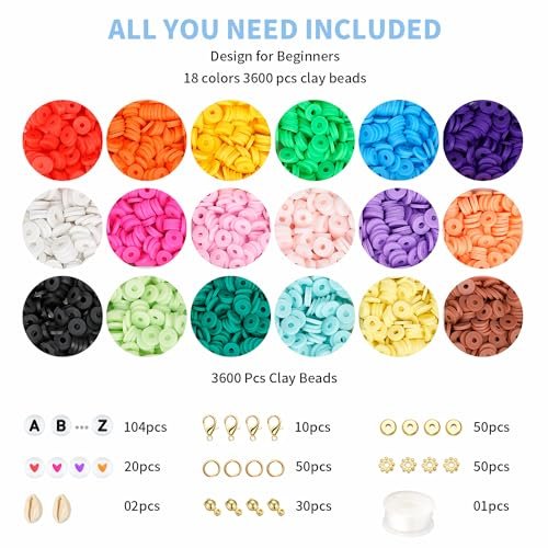 4000Pcs Dowsabel Clay Beads Bracelet Making Kit for Kids