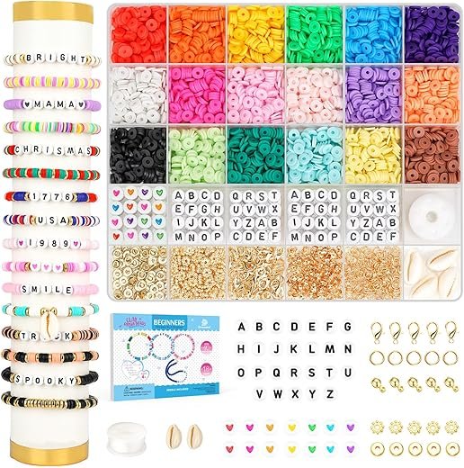 4000Pcs Dowsabel Clay Beads Bracelet Making Kit for Kids