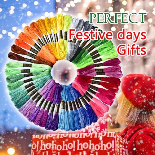 50 Vibrant Embroidery Floss Skeins for Creative Crafts