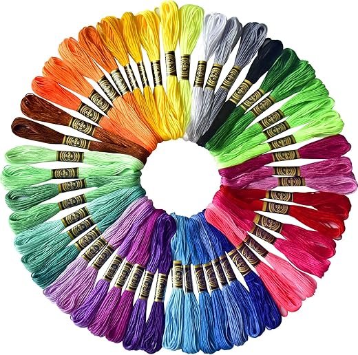 50 Vibrant Embroidery Floss Skeins for Creative Crafts
