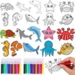 60 Ocean Animal Art Cards & Coloring Kit for Kids