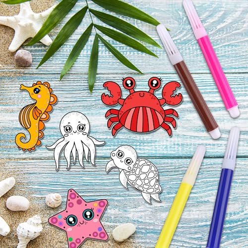 60 Ocean Animal Art Cards & Coloring Kit for Kids