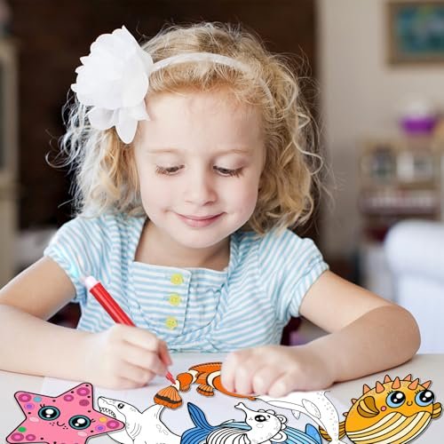 60 Ocean Animal Art Cards & Coloring Kit for Kids