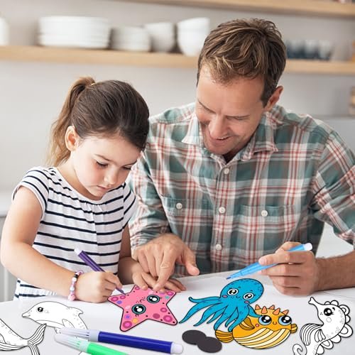 60 Ocean Animal Art Cards & Coloring Kit for Kids