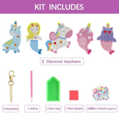 Create Colorful Gem Keychains: 5D Diamond Art Kit