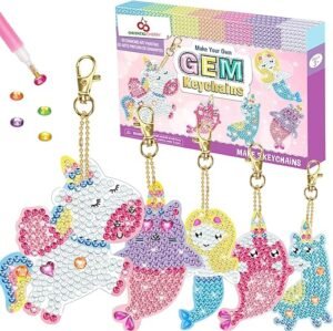 Create Colorful Gem Keychains: 5D Diamond Art Kit