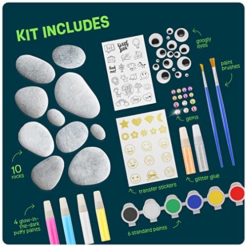Glow-in-the-Dark Rock Painting Kit for Kids Ages 6-12