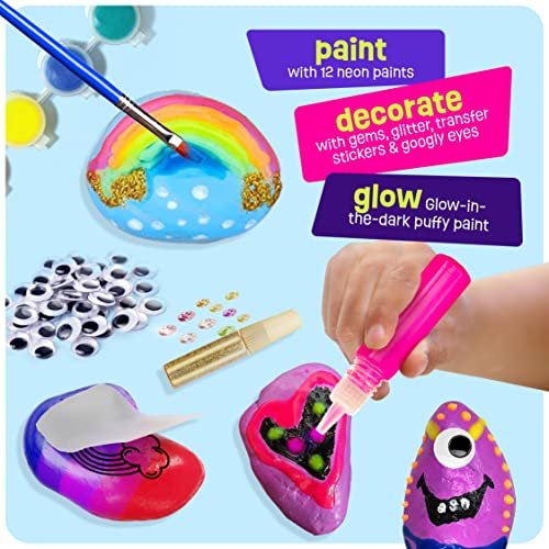 Glow-in-the-Dark Rock Painting Kit for Kids Ages 6-12