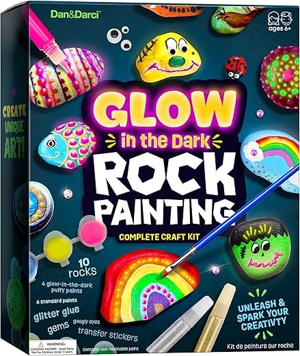 Glow-in-the-Dark Rock Painting Kit for Kids Ages 6-12