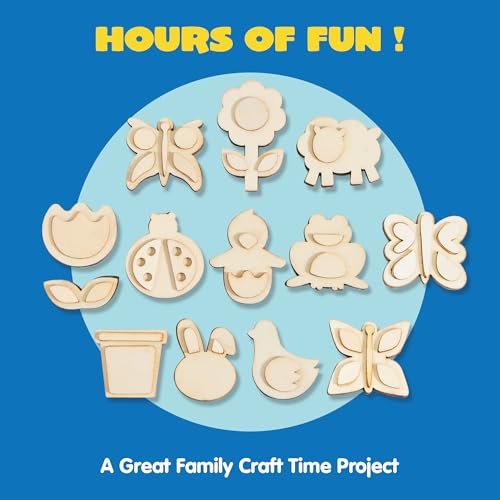 JOYIN 12-Piece DIY Wooden Magnet Painting Kit for Kids