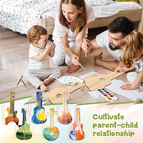 Syhood 18-Pcs DIY Kids' Wood Guitar Arts Set