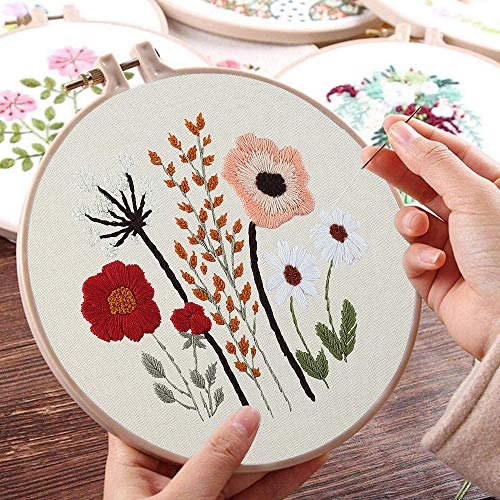 Uphome Beginner's Floral Embroidery Kit – 3 Pack