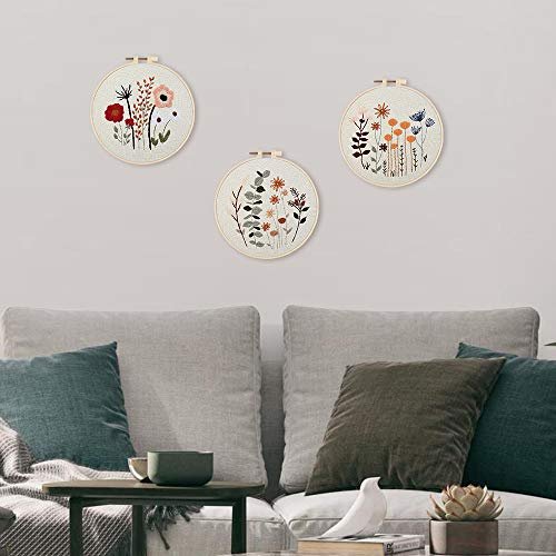 Uphome Beginner's Floral Embroidery Kit – 3 Pack