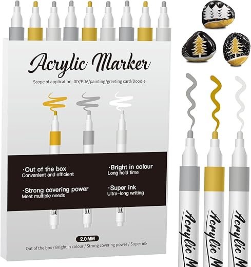 Vibrant 9-Pack Acrylic Paint Pens for All Crafts