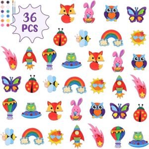 VOCHIC 36PCS DIY Wooden Magnets Craft Kit for Kids