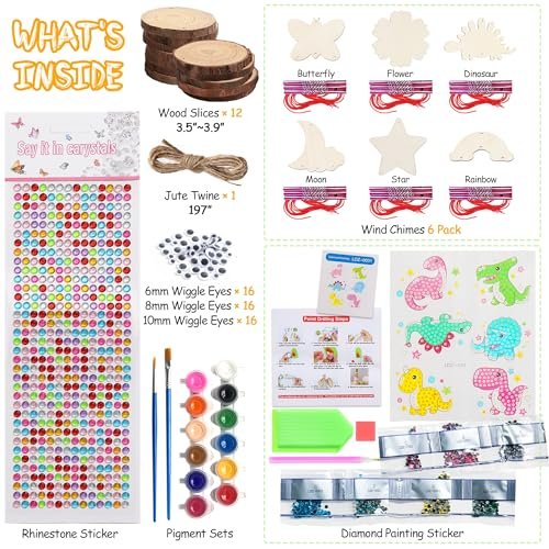 YOYOJOY Wood Slice Painting & Wind Chime Kit for Kids