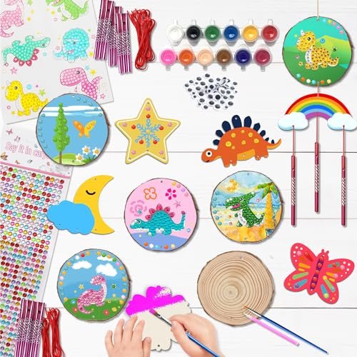YOYOJOY Wood Slice Painting & Wind Chime Kit for Kids