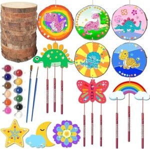 YOYOJOY Wood Slice Painting & Wind Chime Kit for Kids