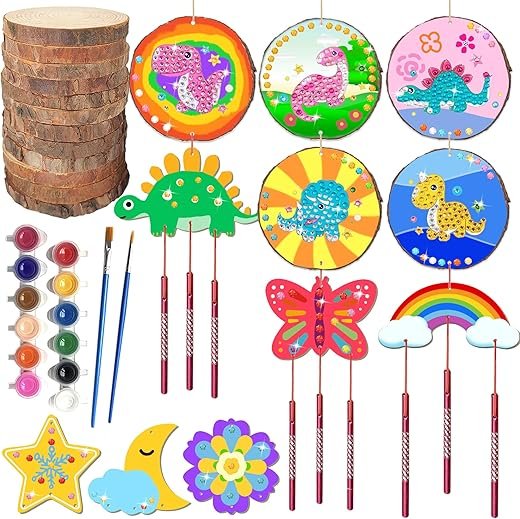 YOYOJOY Wood Slice Painting & Wind Chime Kit for Kids